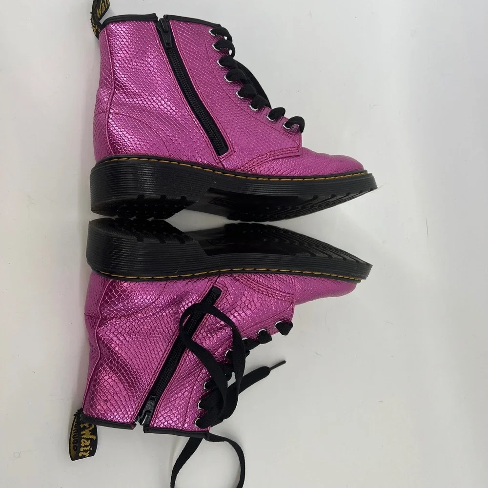 Dr. Doc Martens 1460 J Metallic Pink Snakeskin Boots Junior Size 3 US 2 UK 34 EU